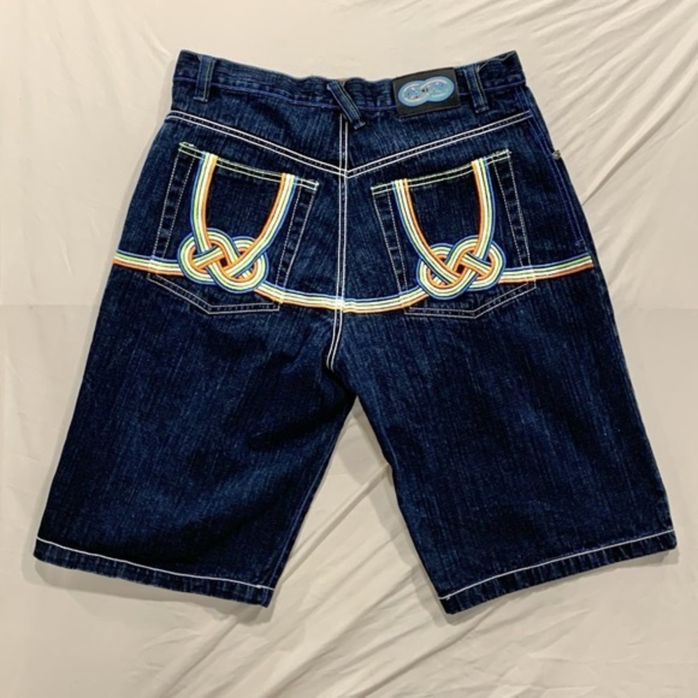 Evolution In Design Men's Jorts Denim‎ Shorts 38 Y2K  Embroidered Skate Grunge